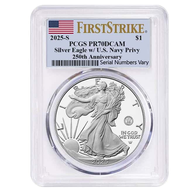 2025-S Navy Privy 1 oz Proof Silver American Eagle PCGS PF 70 FS