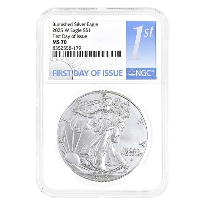 2025-W 1 oz Burnished Silver American Eagle NGC MS 70 FDOI