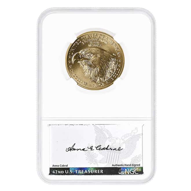 2025 1/2 oz Gold American Eagle NGC MS 70 FDOI (Ronald Reagan / Anna Cabral)