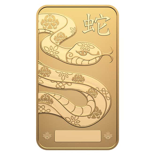 2025 10 Gram Royal Canadian Mint RCM Lunar Snake Gold Bar .9999 Fine (in Assay)