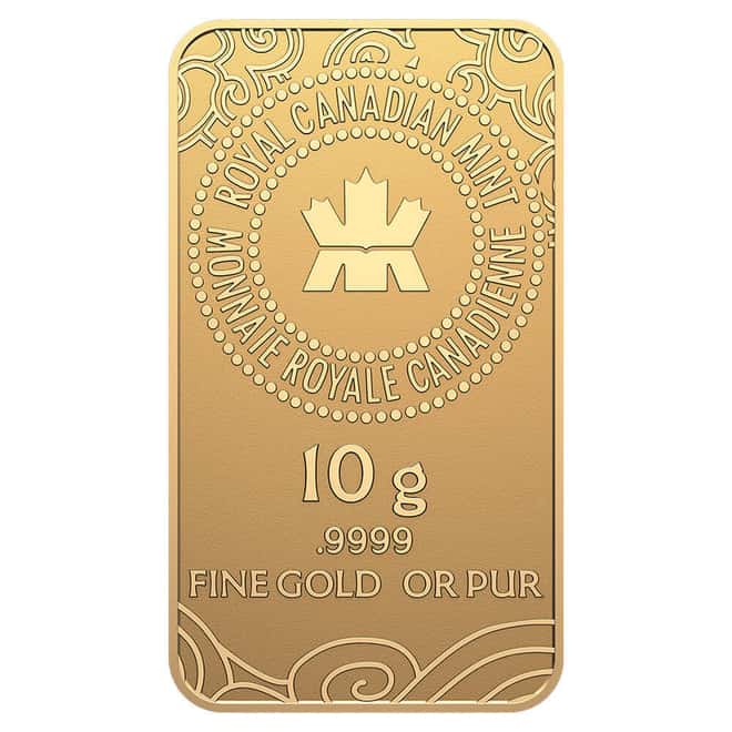2025 10 Gram Royal Canadian Mint RCM Lunar Snake Gold Bar .9999 Fine (in Assay)