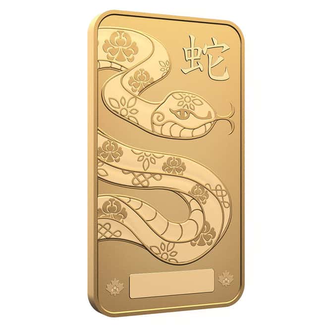 2025 10 Gram Royal Canadian Mint RCM Lunar Snake Gold Bar .9999 Fine (in Assay)