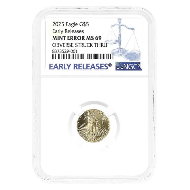 2025 1/10 oz Gold American Eagle NGC MS 69 ER Mint Error