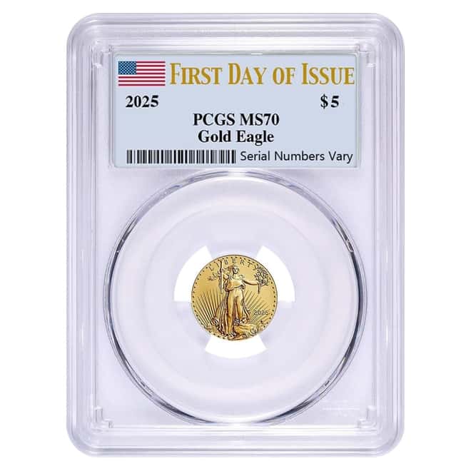 2025 1/10 oz Gold American Eagle PCGS MS 70 FDOI