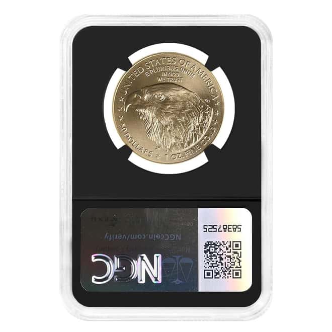 2025 1 oz $50 Gold American Eagle NGC MS 70 FDOI Retro (John M. Mercanti)