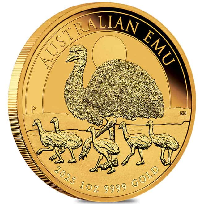 2025 1 oz Gold Australian Emu Perth Mint .9999 Fine BU
