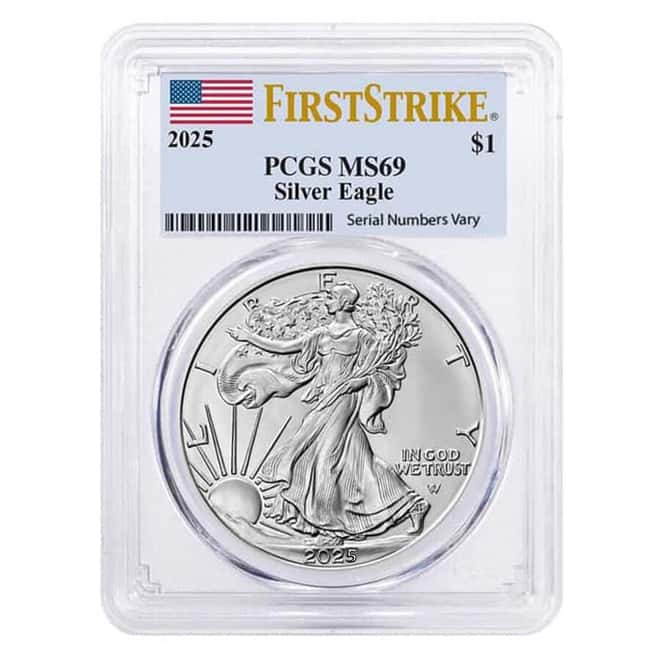 Box of 20 - 2025 1 oz Silver American Eagle PCGS MS 69 FS (Flag)