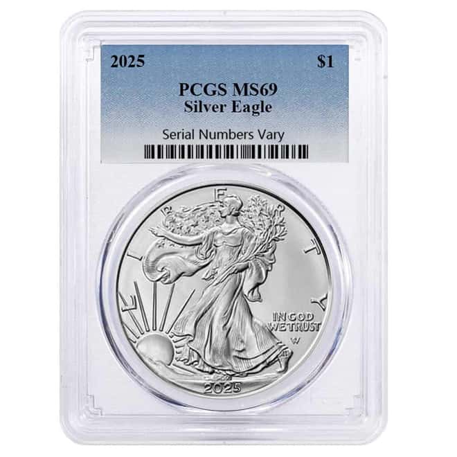 Box of 20 - 2025 1 oz Silver American Eagle PCGS MS 69