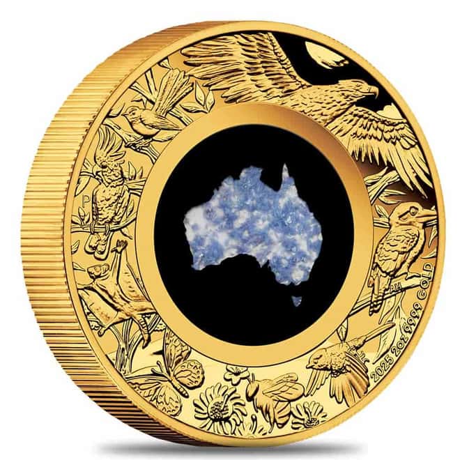 2025 2 oz Proof Gold Great Southern Land Blue Lepidolite Coin Perth Mint