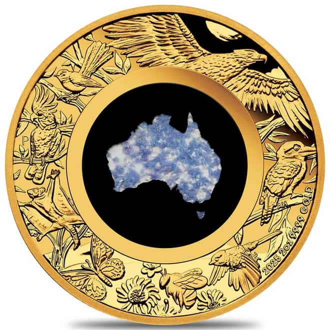 2025 2 oz Proof Gold Great Southern Land Blue Lepidolite Coin Perth Mint
