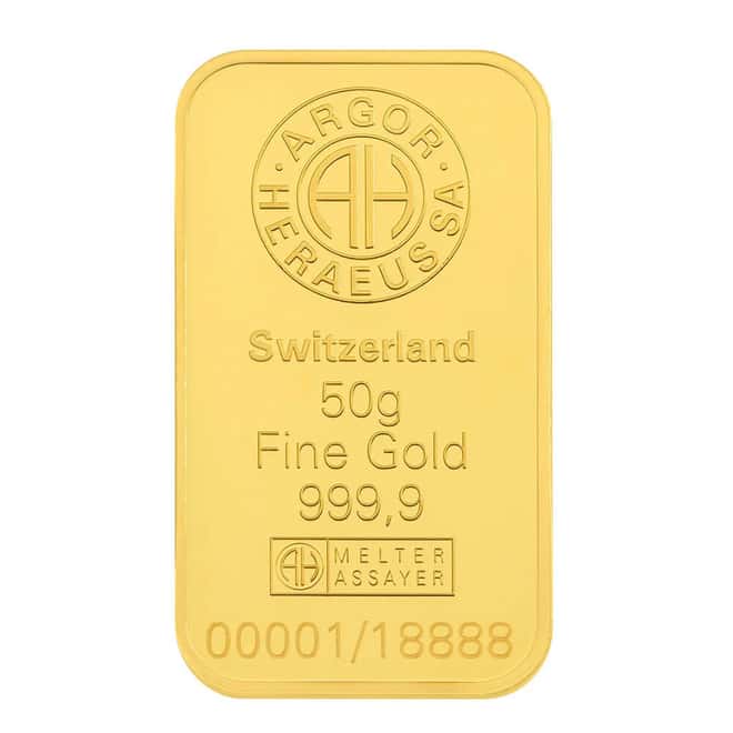 2025 50 Gram Argor Heraeus Lunar Snake Gold Bar .9999 Fine (in Assay)