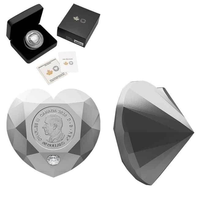 2025 Canada 2.5 oz Silver Heart Diamond Shaped Coin