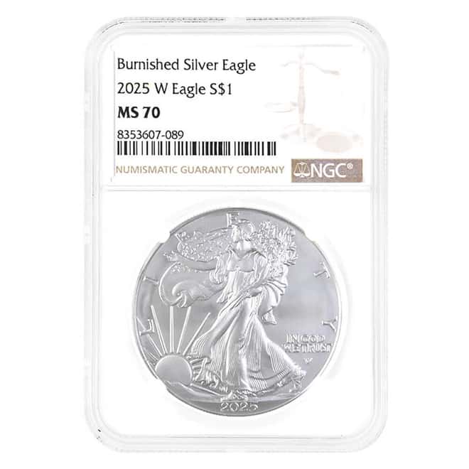 2025-W 1 oz Burnished Silver American Eagle NGC MS 70