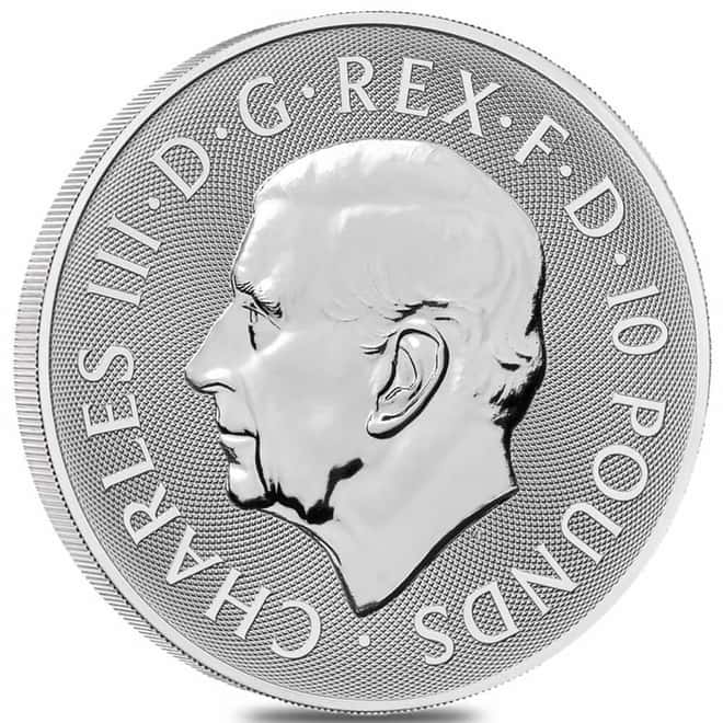 2025 Great Britain 10 oz Tudor Beasts Greyhound of Richmond Silver Coin .9999 Fine BU