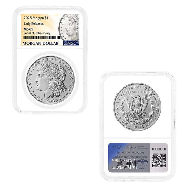 2025 Morgan and Peace Silver Dollar 2-Coin Set NGC MS 69 ER (Morgan/Peace)