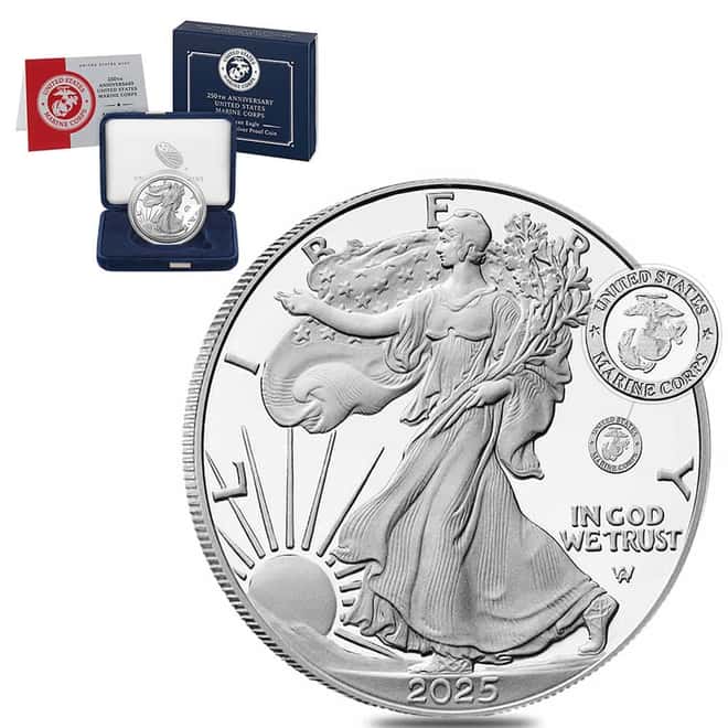 2025-P Marine Corps Privy 1 oz Proof Silver American Eagle (w/Box & COA)
