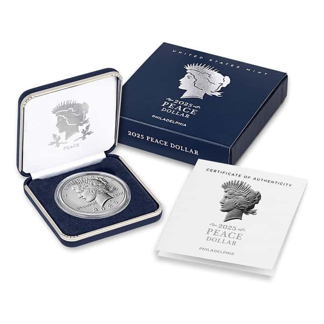 2025 Peace Silver Dollar .999 Fine (w/Box & COA)
