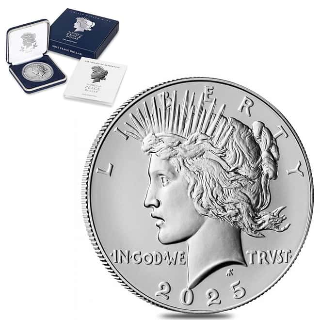 2025 Peace Silver Dollar .999 Fine (w/Box & COA)