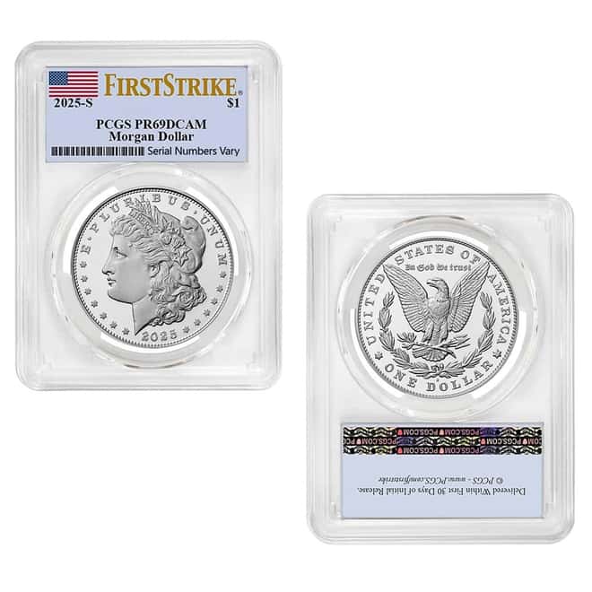 2025-S Morgan and Peace Silver Dollar Proof 2-Coin Set PCGS PF 69 FS