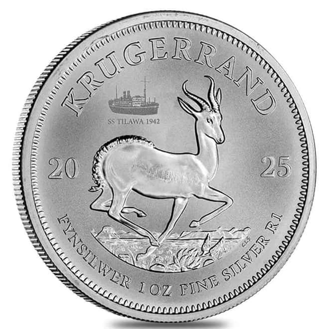 Roll 25 - 2025 South Africa 1 oz Silver Krugerrand SS Tilawa Privy