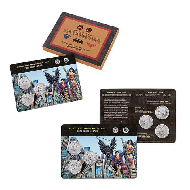 2025 US Mint DC Comics Super Heroes 3-Medal Set 