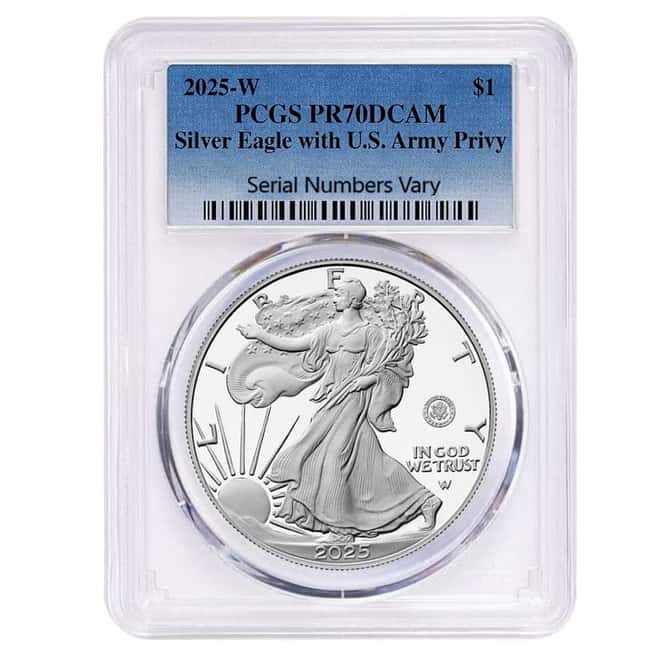 2025-W US Army Privy 1 oz Proof Silver American Eagle PCGS PF 70