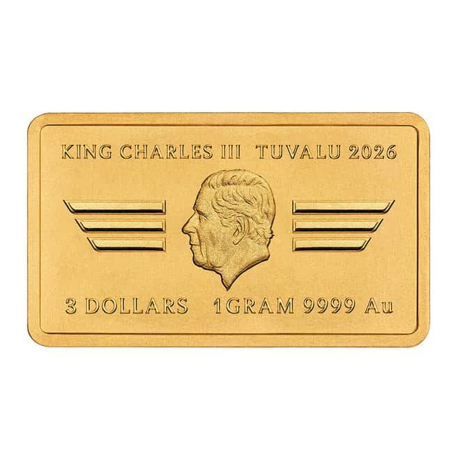 2026 1 Gram 40 Years of Top Gun Gold Rectangle Coin Bar Perth Mint
