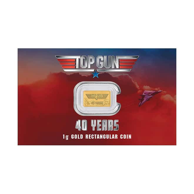 2026 1 Gram 40 Years of Top Gun Gold Rectangle Coin Bar Perth Mint
