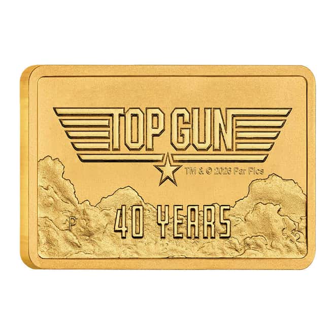 2026 1 Gram 40 Years of Top Gun Gold Rectangle Coin Bar Perth Mint