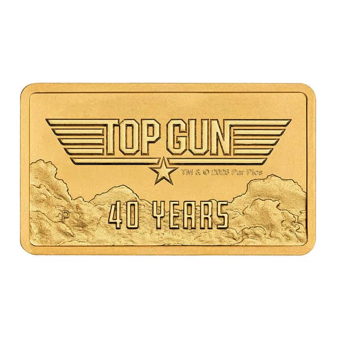 2026 1 Gram 40 Years of Top Gun Gold Rectangle Coin Bar Perth Mint