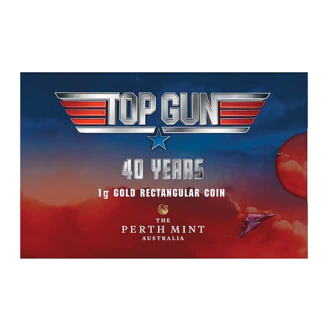 2026 1 Gram 40 Years of Top Gun Gold Rectangle Coin Bar Perth Mint