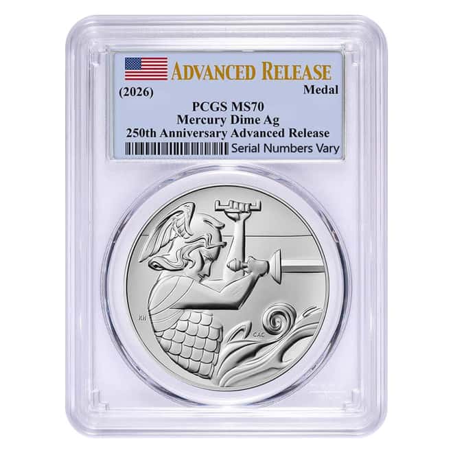 2026 1 oz Best of the US Mint 1916 Mercury Dime Silver Medal PCGS MS 70 AR