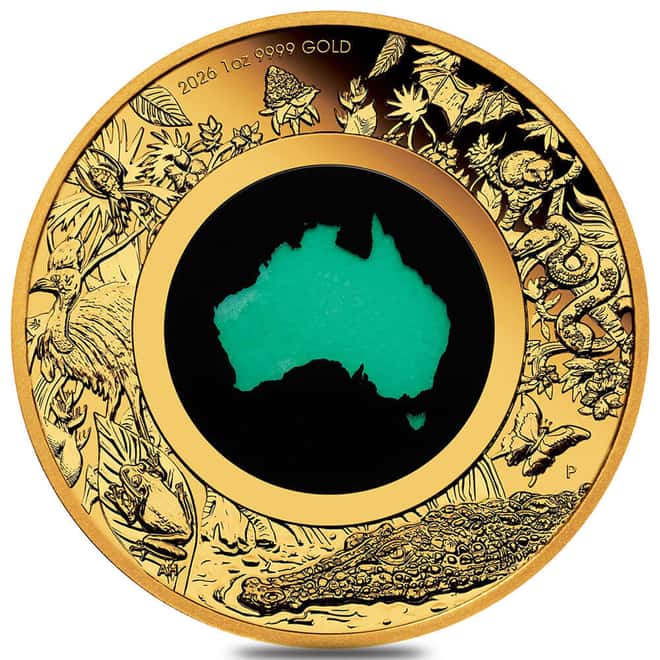 2026 1 oz Proof Gold Great Southern Land Chrysoprase Coin Perth Mint