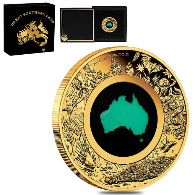 2026 1 oz Proof Gold Great Southern Land Chrysoprase Coin Perth Mint