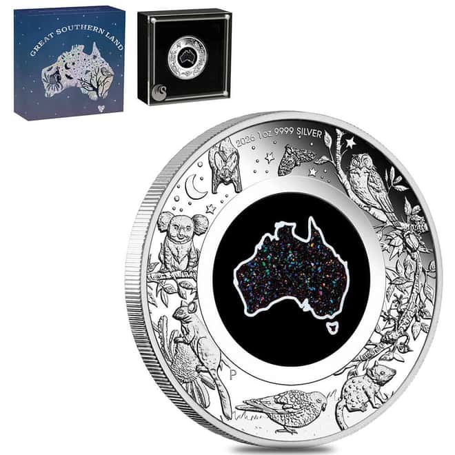 2026 1 oz Proof Silver Great Southern Land Nocturnal Matrix Opal Coin Perth Mint