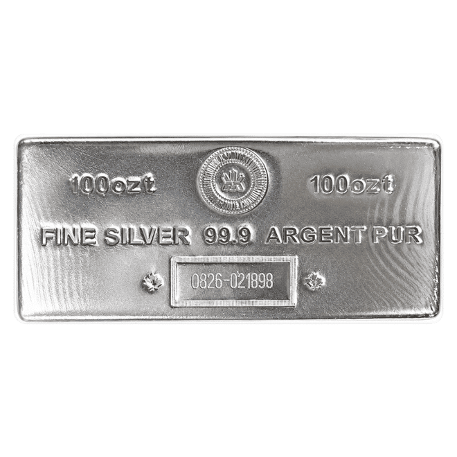 2026 100 oz Royal Canadian Mint (RCM) Silver Bar .999 Fine