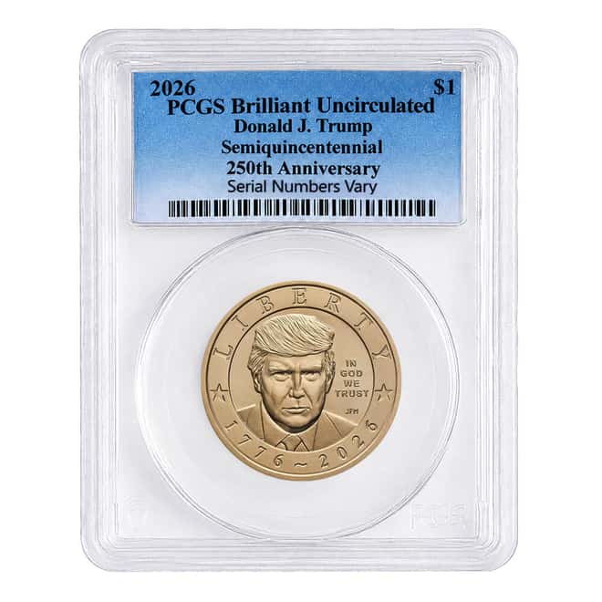 2026 (P) President Donald J. Trump $1 Coin PCGS Gem UNC (Blue)