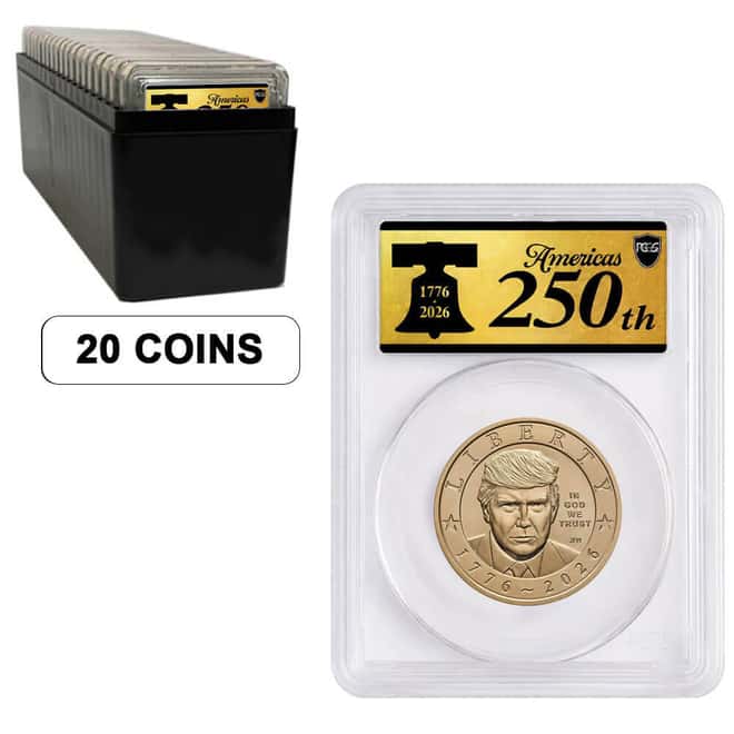 Box of 20 - 2026 (P) President Donald J. Trump $1 Coin PCGS MS 64 FS Semiquincentennial