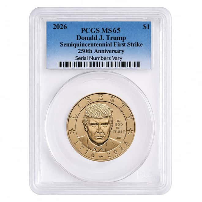 2026 (P) President Donald J. Trump $1 Coin PCGS MS 65 FS (Blue)