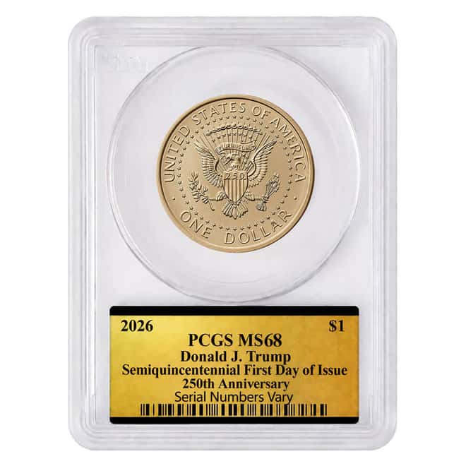 2026 (P) President Donald J. Trump $1 Coin PCGS MS 68 FDOI Semiquincentennial