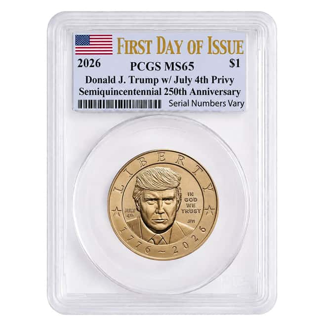 2026 (P) President Donald J. Trump July 4th Privy $1 Coin PCGS MS 65 FDOI (Flag)