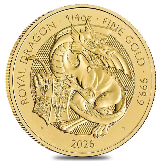 2026 Great Britain 1/4 oz Tudor Beasts Royal Dragon Gold Coin BU