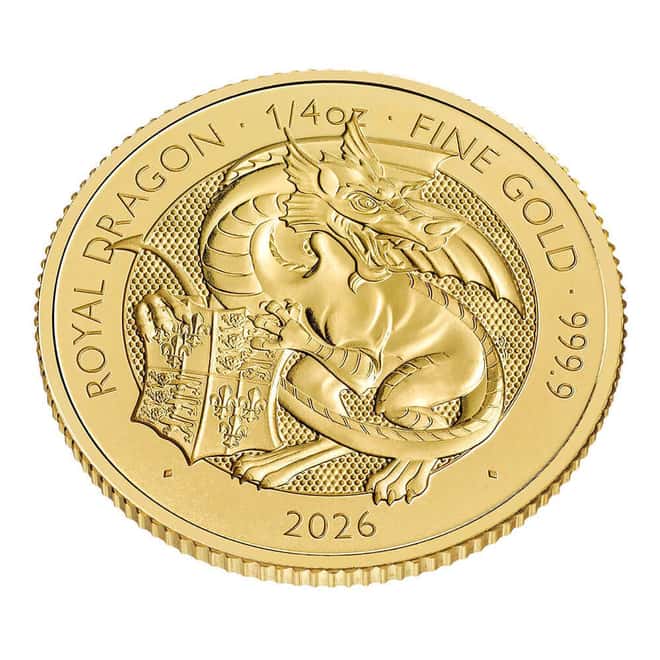 2026 Great Britain 1/4 oz Tudor Beasts Royal Dragon Gold Coin BU