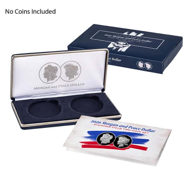 NO COIN - 2026-P Morgan and Peace Silver Dollar Diamond Field 2-Coin Set (OEM Box & COA)