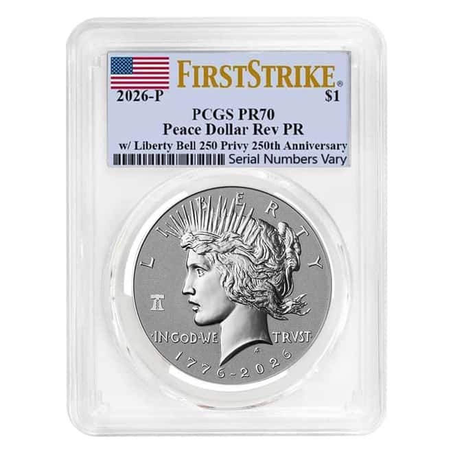 2026-P Peace Silver Dollar Reverse Proof Coin PCGS PF 70 FS
