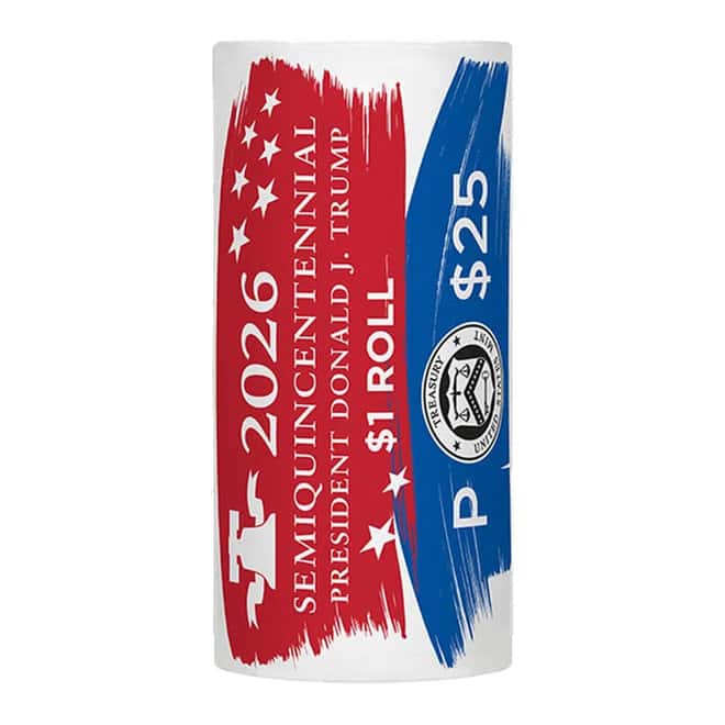 $25 Face Value Roll 2026-P President Donald J. Trump Semiquincentennial $1 Coin (25 Coins)