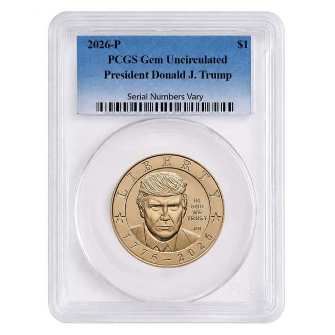 2026 (P) President Donald J. Trump $1 Coin PCGS Gem UNC (Blue)