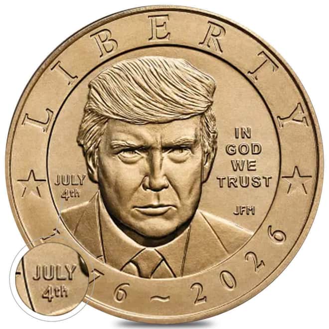 2026 (P) President Donald J. Trump July 4th Privy $1 Coin PCGS MS 68 FDOI (Blue)