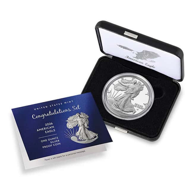 2026-P 1 oz Proof Silver American Eagle Congratulations Set (w/Box & COA)