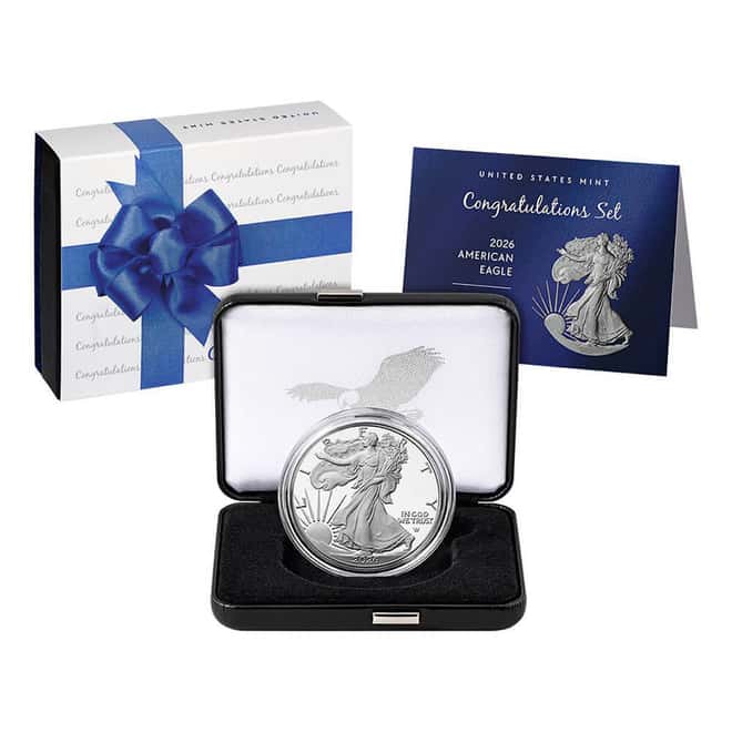 2026-P 1 oz Proof Silver American Eagle Congratulations Set (w/Box & COA)